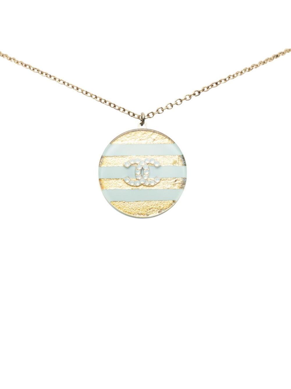 Chanel Cc Logo Pendant Necklace Gold- #357730C68B
